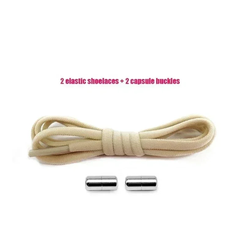 1 Pair Non-Removable Shoelaces Capsule Buckle Elastic Design for Fashionable Board and Sports Shoes