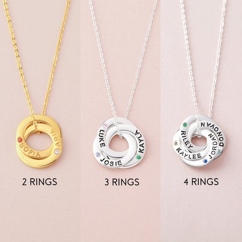 Personalized Mom Necklace with Kids Names & Birthstones - Sterling Silver