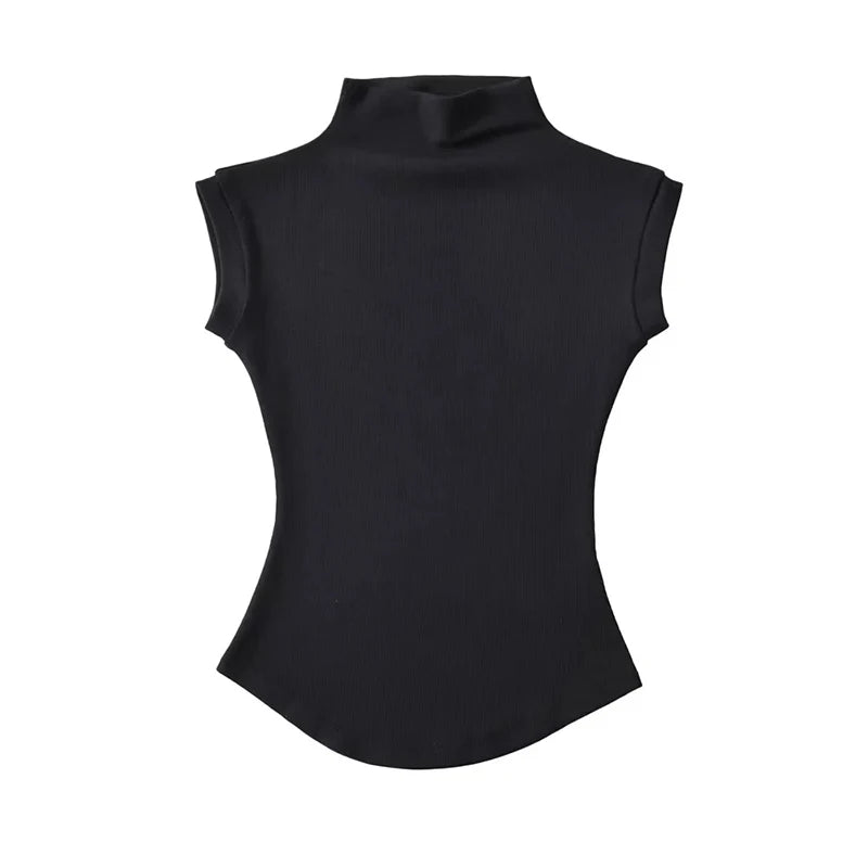 Sleeveless Turtleneck Slim Fit Tee