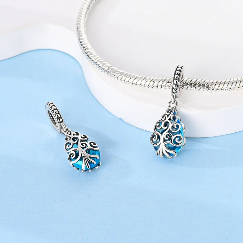 New 925 Sterling Silver Charms Beads Pendants Tree of Life Turtle Love Gemstone Sunflower Charms For Women Bracelet Jewelry Gift