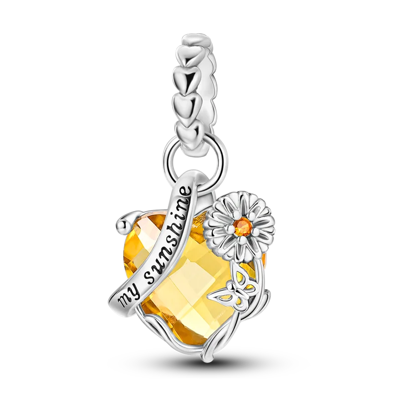 New 925 Sterling Silver Charms Beads Pendants Tree of Life Turtle Love Gemstone Sunflower Charms For Women Bracelet Jewelry Gift