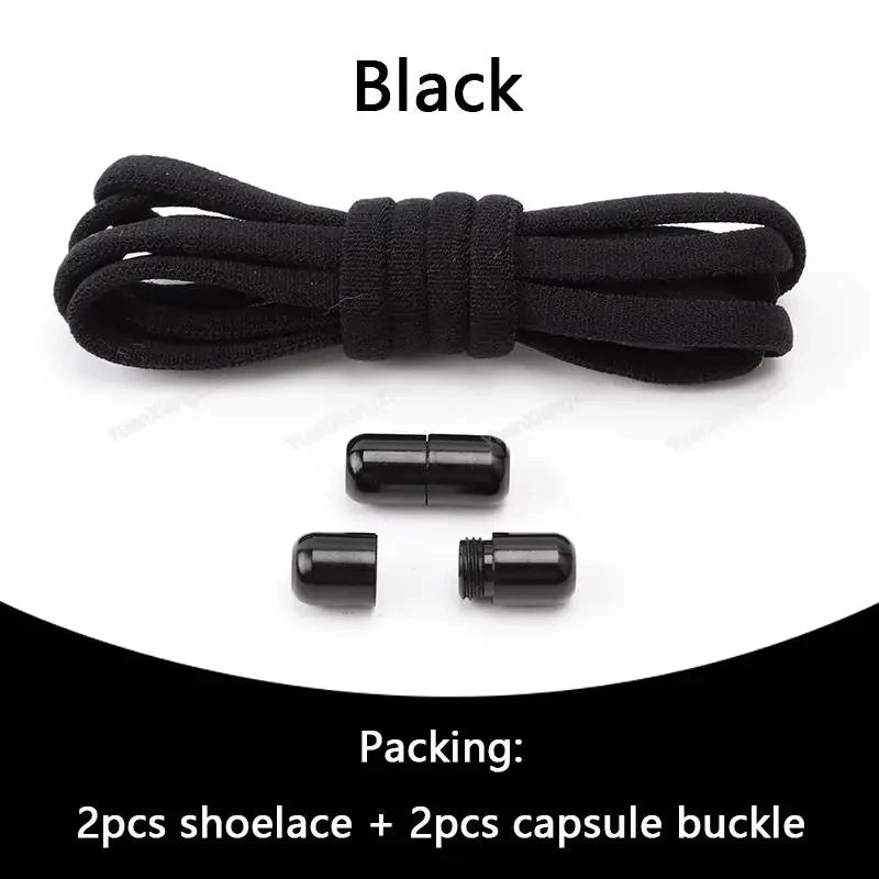 1 Pair Non-Removable Shoelaces Capsule Buckle Elastic Design for Fashionable Board and Sports Shoes