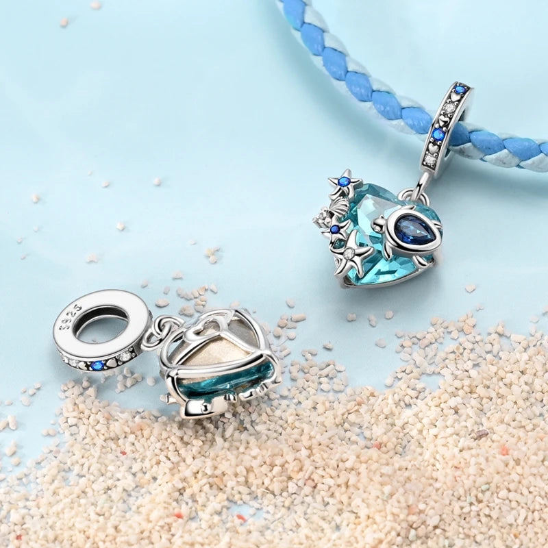 New 925 Sterling Silver Charms Beads Pendants Tree of Life Turtle Love Gemstone Sunflower Charms For Women Bracelet Jewelry Gift