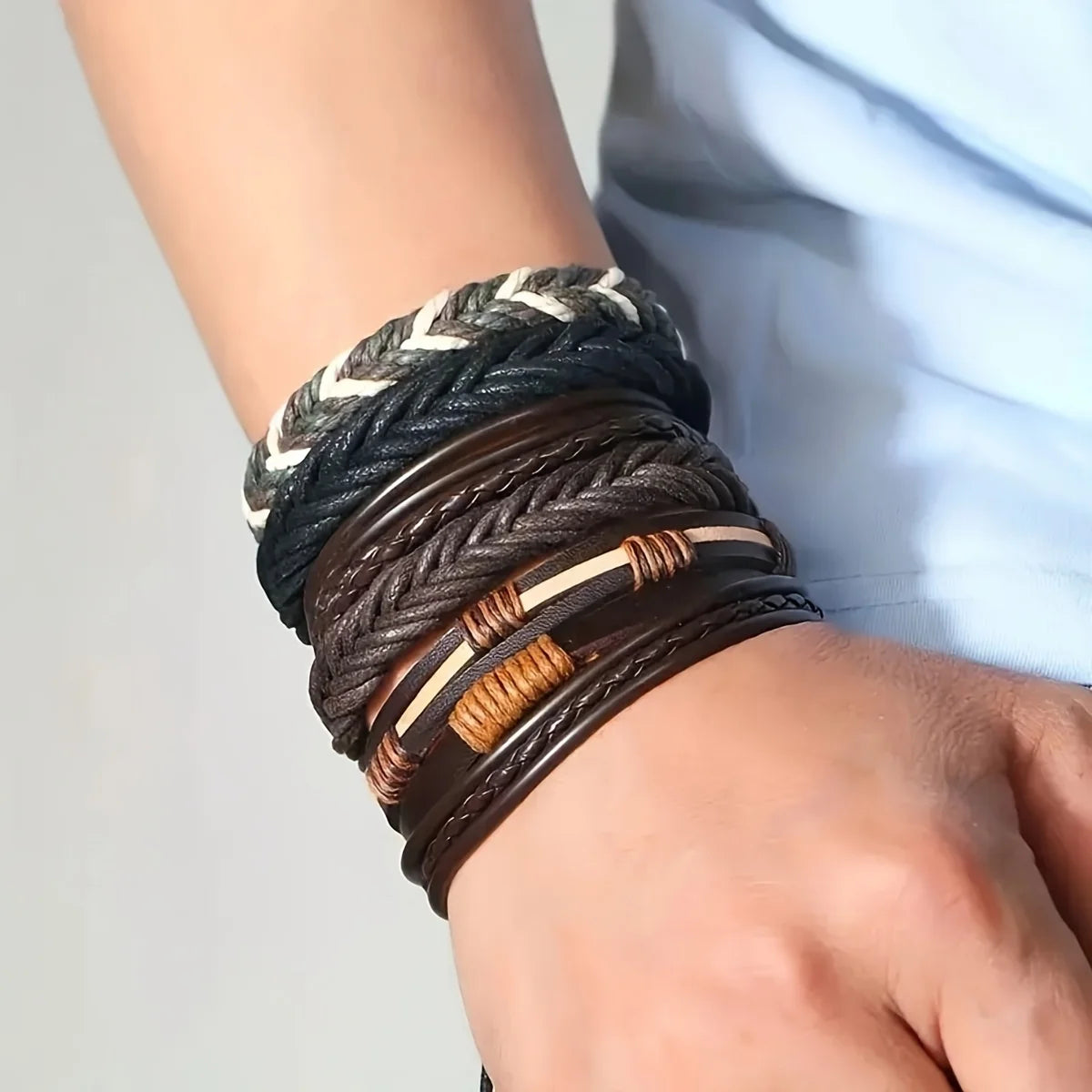 Braided Leather Wrap Bracelet Set 20pcs