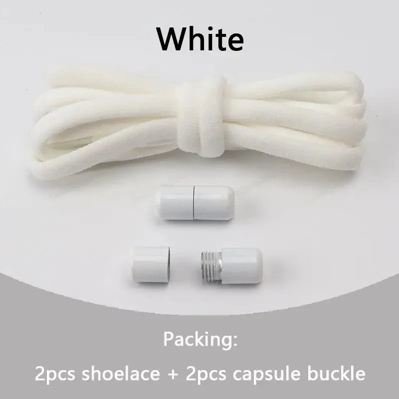 1 Pair Non-Removable Shoelaces Capsule Buckle Elastic Design for Fashionable Board and Sports Shoes