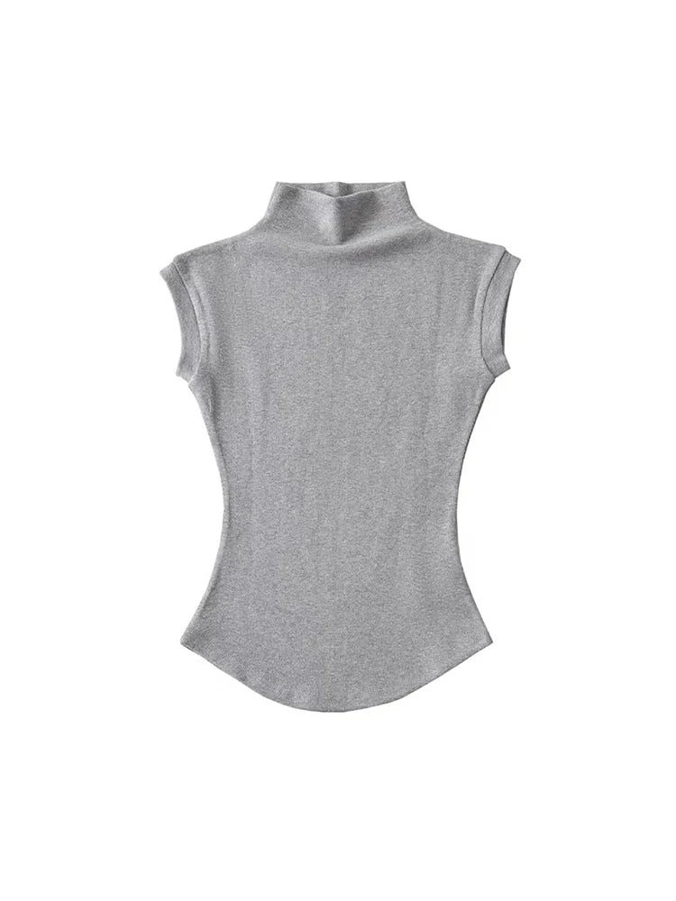Sleeveless Turtleneck Slim Fit Tee